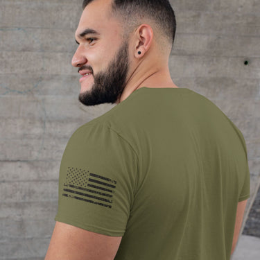 American Flag Sleeve Print T-shirt-In-Red-From Aggressive Thread